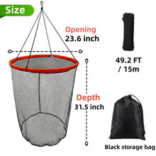 Load image into Gallery viewer, Aqwxc Foldable Bridge and Pier Fishing Landing Net - High Load-Bearing Aluminum Ring Drop Net for Saltwater Freshwater - Collapsible Basket with 50 FT Rope
