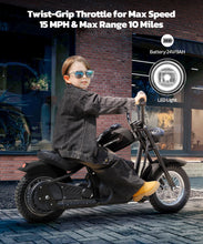 Load image into Gallery viewer, Electric Dirt Bike, 15 mph &amp; 150lb Max, 24V Ride on Toy for Big Kids w/LED Lights &amp; Power Display, Chain-Driven Motor-Black
