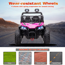 Load image into Gallery viewer, 24V Ride On UTV with Remote Control for Girls Boys, 4X4 4WD Off-Road Ride on Car, Rechargeable Kids Electric Vehicle, Pink
