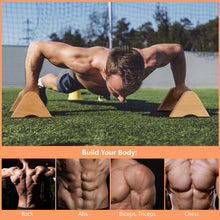 Load image into Gallery viewer, Purife Solid Wood Calisthenics Parallettes Bars Push up Handles 1 Pair, Strength Training Pushup Stands, Parallel Pushup Handstand Bars for Home Gym Workout
