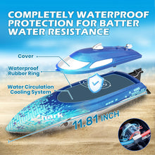 Load image into Gallery viewer, Full Proportional Remote Control Boat with LED Lights, Shark Graffiti, 20+ MPH,2.4GHz High Speed RC Racing Boats
