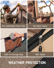 Load image into Gallery viewer, FanttikOutdoor Alpha C4 Ultra Camping Tent 4 Person Pop Up Instant Cabin Setup in 60 Seconds Portable Hub Tent with Rainfly &amp; Windproof for Outdoor Camping &amp; Overlanding, Khaki
