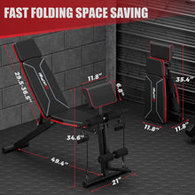 Load image into Gallery viewer, GIKPAL Adjustable Weight Bench, Foldable Workout Bench for Home Gym, Incline Decline Flat Exercise Bench Press for Full Body Strength Training w/Extended Headrest and Leg Extension (Black - New
