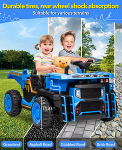 24V 2 Seater Ride on Dump Truck, Kids Electric Car with 4X55W Powerful Motor, Ride-On Construction Vehicle, Blue