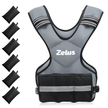 Load image into Gallery viewer, ZELUS Weighted Vest for Men and Women, Adjustable Body Weight Vest Exercise Set for Workouts, 4-10lb/11-20lb/20-32lb with 6 Ironsand Weights for Cardio Strength Training Walking Jogging, 20-32lb, Gray
