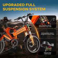 Load image into Gallery viewer, Cybervelo 1000W(Peak 2000W) Folding Electric Bike for Adults,35MPH 100Mile,48V 25Ah Removable Battery,20&quot; x 4.0 Fat Tire
