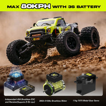 Load image into Gallery viewer, 1/10 RTR Brushless Fast RC Cars for Adults, Max 50mph Hobby Electric Off-Road Monster Truck, Waterproof High Speed RC Car 4WD, Green
