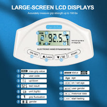 Load image into Gallery viewer, Handeful Grip Strength Tester Trainer - Dynamometer Handgrip Measurer Meter, Handheld Strengthener Exerciser for Sports, School, and Home Use (198Lbs / 90Kgs)
