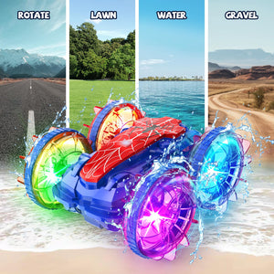 Amphibious Remote Control Car Boat, Spider Toys for Ages 6 7 8 9 10 11 12, 360° Gesture Sensing RC Vehicle, 4WD Waterproof Stunt Car