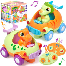 Load image into Gallery viewer, Dino Remote Control Car - Cartoon Style Dinosaur Remote Car with Music and Lighting - Disassemble-able and Assemble-able
