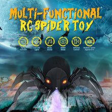 Load image into Gallery viewer, Remote Control Spider, Robot Spider with Spray and Lights, Black Widow Toy for Kids, for Halloween Xmas Birthday Party Joke Prank
