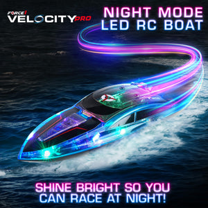 Velocity Pro LED RC Boat- Remote Control Boats for Adults and Kids, Underwater Speed Racing Mini RC Toy for Pools and Lakes, LEDs