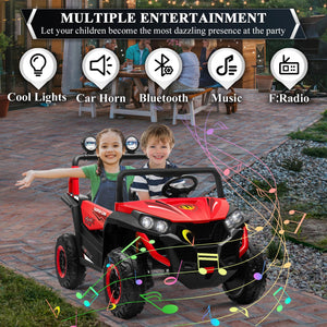 2 Seater Ride on Car Truck,24V Electric Vehicle Car for Kids 3-8 Years,200W Motors,4 Shock Absorbers (Red)
