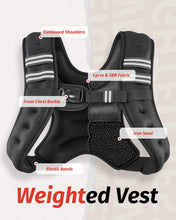 Load image into Gallery viewer, ZELUS Weighted Vest, 6lb/8lb/12lb/16lb/20lb/25lb/30lb Weight Vest with Reflective Stripe for Workout, Strength Training, Running, Fitness, Muscle Building, Weight Loss, Weightlifting, Black(12 lb)
