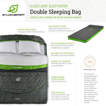 Load image into Gallery viewer, SylvanSport Cloud Layer Sleeping Bag for Adults - Adjustable Layers for 3-4 Season use - Integrated Cotton Sheet
