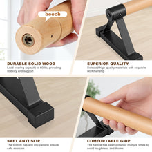 Load image into Gallery viewer, EVERYMATE Wood Push Up Bars Parallettes Bars with Rubber Feet, Anti-slip Handstand Bars for Calisthenics, Equipment for Home, Push Up Handles for Floor, Handstand Push Up Handles, Support 600 LB
