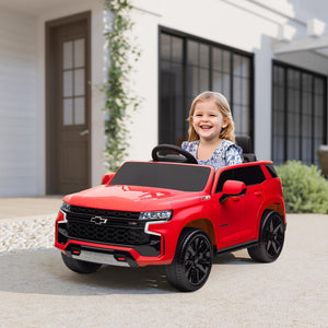 Chevrolet Tahoe Licensed Kids Ride on Car, 12V Battery Powered Kids Electric Car with Remote Control, Red