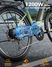 Load image into Gallery viewer, Electric Bike for Adults, 1200W Peak Motor Max 62miles &amp; 28MPH City Cruiser Ebike,26&#39;&#39; Commuter Ebike
