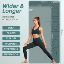 Load image into Gallery viewer, PAIDU Large Yoga Mat, 72" x 36" x 2/5"（10MM） Thick Non-Slip Exercise Mat, SGS-Certified POE Material, Ideal for Home Gym, Yoga, Pilates, Fitness Workouts &amp; Floor Mat （Deepgreen - LOGO）
