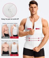 Load image into Gallery viewer, Nebility Mens Shapewear Fajas para Hombres Compression Shirt Men Body Shaper Tank Top Compression Undershirt Vest Sleeveless, White - S
