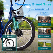 Load image into Gallery viewer, 500W Electric Tricycle for Adults – 24&quot; 7-Speed Compact Commuter Trike with Hydraulic Disc Brakes, Multi-Shock Suspension
