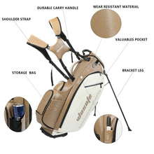 Load image into Gallery viewer, Elegant PU Leather Golf Stand Bag, 6-Way Divider, Khaki Off-White
