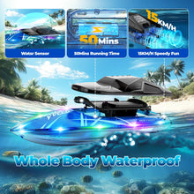 Load image into Gallery viewer, Remote Control Boat for Kids, 2Pack RC Boats with LED Lights for Pools Lakes River &amp; Bathtub, 2.4Ghz Control, Whole Body Waterproof
