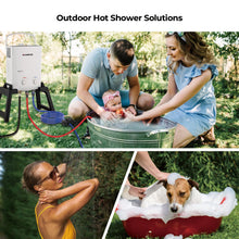 Load image into Gallery viewer, CAMPLUX Outdoor Portable Propane Caming Water Heater 1.32 GPM with Pump Pack Kits, Freestanding Stand &amp; Carry Bag, AY132Max, White
