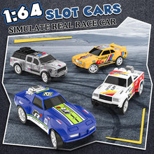 Load image into Gallery viewer, Slot Car Race Track Sets with 4 Slot Cars, Electric Race Car Track Include Slope Circular Overpass Track, Dual Racing Game
