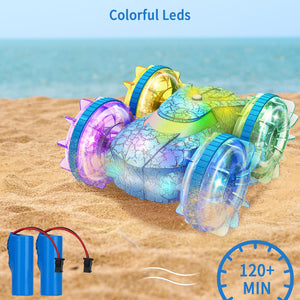 Amphibious Remote Control Car Boat,2.4Ghz 360° Rotation Gesture Sensing Stunt RC Cars,4WD Waterproof RC Trucks, Water Beach Pool Toys