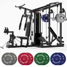 Load image into Gallery viewer, JELENS Home Gym System, 150LB Weight Stack Smith Machine (Black, 190LBS Colored Weights Package)

