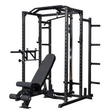 Load image into Gallery viewer, REP Fitness PR-1100 Power Rack + Dip Attachment + Lat Pulldown + Weight Storage + AB-3000 Bench
