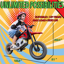 Load image into Gallery viewer, 36V 350W Electric Dirt Bike for Kids 8-14, Up to 16MPH Off-Road Electric Motorcycle with Explosion-Proof Tires - Red
