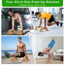 Load image into Gallery viewer, Parallettes Bars, Wood Push Up Bars Handstand Bar with Non-Slip Base, Wooden Calisthenics Equipment for Home Fitness Training, Push Up Stands Handle for Floor Workouts, Supports 600 lbs
