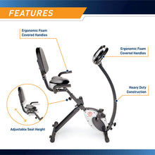 Load image into Gallery viewer, Marcy Foldable Recumbent Exercise Bike with High Backrest and Magnetic Resistance NS-653
