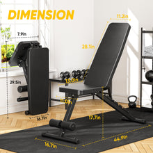 Load image into Gallery viewer, Adjustable Weight Bench for Home Gym, 600LBS Capacity Foldable Workout Bench with 7 Backrest Positions for Full Body Exercise, Compact for Small Spaces, Incline Decline Flat Bench with Quick Adjustment &amp; Easy Folding
