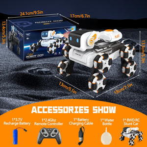 Robot Dog Toy for Kids,2.4Ghz Remote Control Dog Stunt Robot Dog 2nd Gen Remote Control Cars Stunt RC Cars (white)