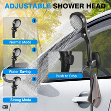 Load image into Gallery viewer, Portable Camping Shower with 5 Gallon Water Jug, 6000mAh Rechargeable Outdoor Camping Shower Kit, IPX7 Waterproof Pump BPA Free Water Containers Camp Essentials Cream
