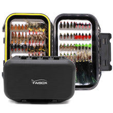 Load image into Gallery viewer, Fly Fishing Flies Assortment Kit Dry Wet Nyphms Tenkara Popper Streamer Woolly Bugger for Trout Bass Salmon Steelhead with Fly Box (100PCS Fishing Flies Kit)
