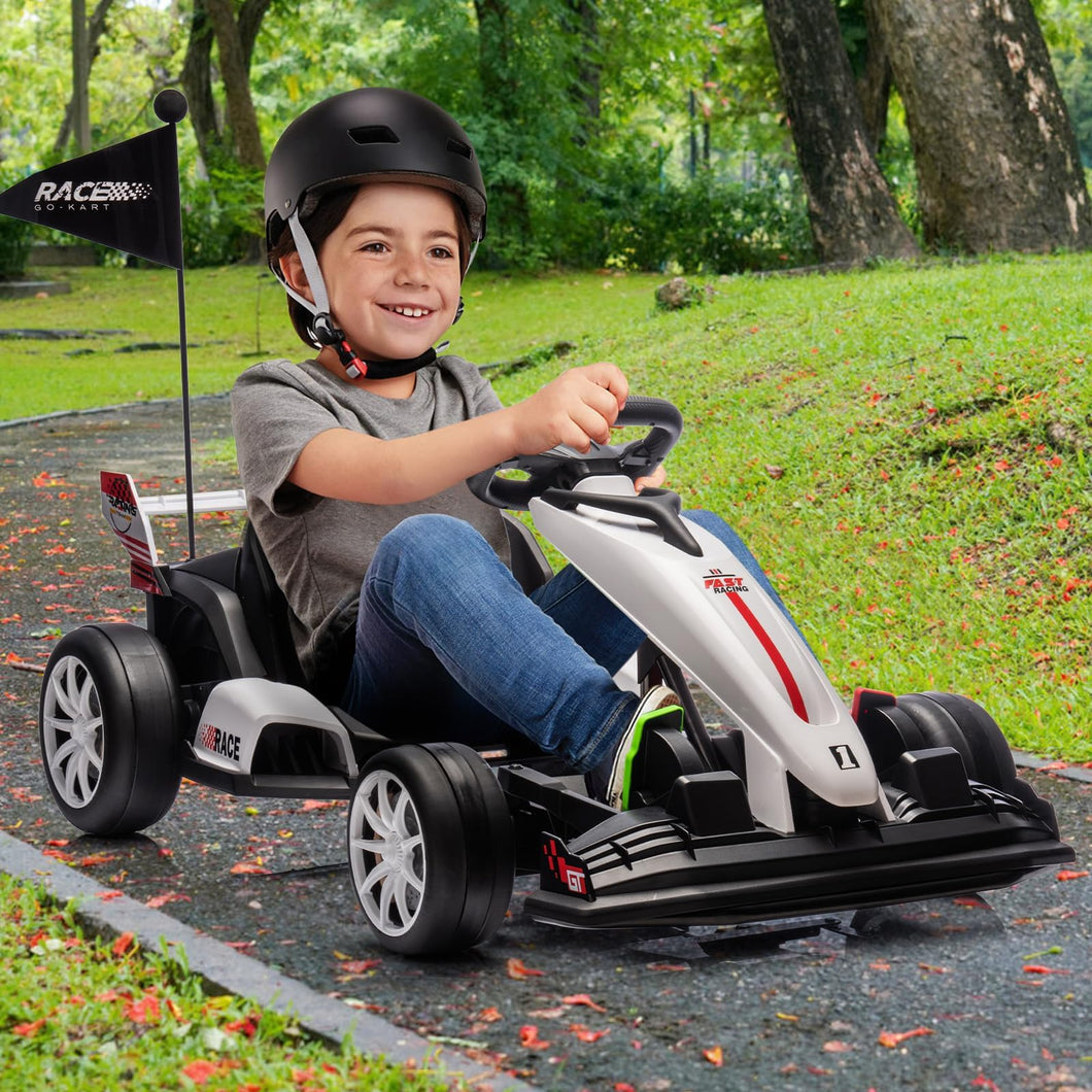 Electric Go Kart for Kids 3-8 - High Speed Drift Kart, 24V Battery Powered, 200W Dual Motor, Infinitely Variable Speed
