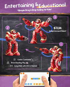 Smart Robots for Kids, Large STEM Programmable RC Robot, with Voice Control, APP Control, LED Eyes