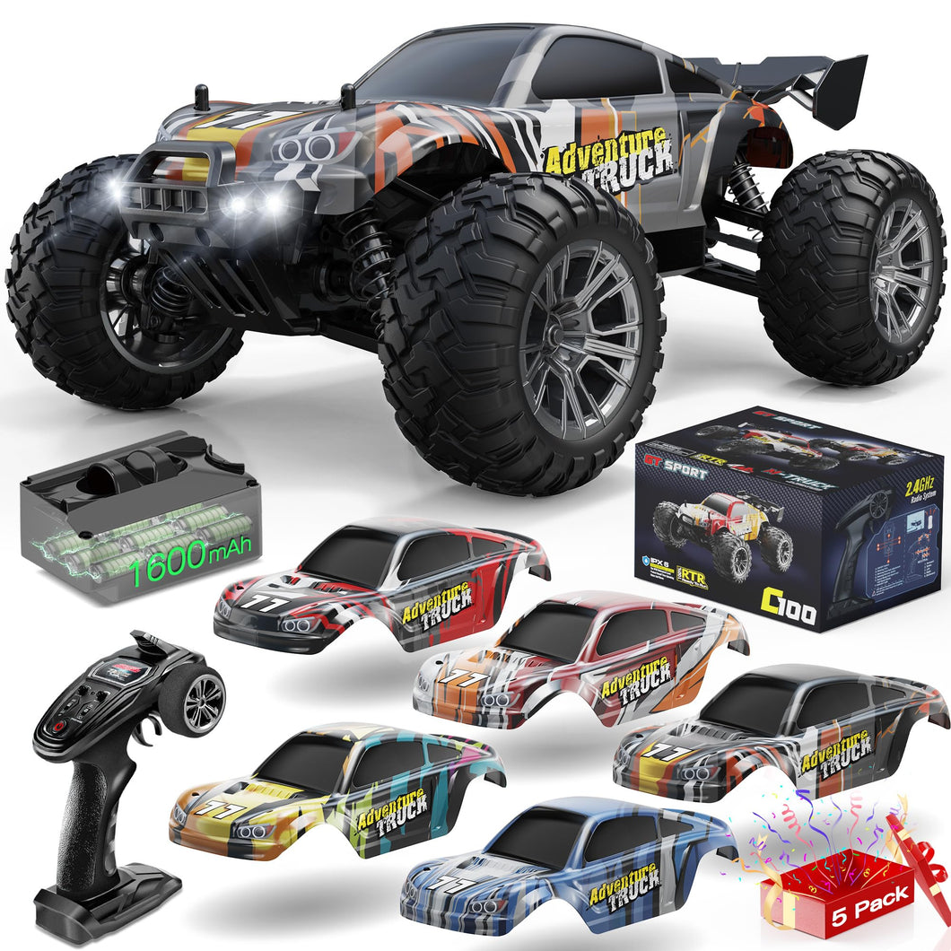 1/16 RC Car Off-Road All Terrain for Adults,Max 50kph Electric RTR Brushless RC Truck, High Speed Remote Control Car 4WD（5 Shells)