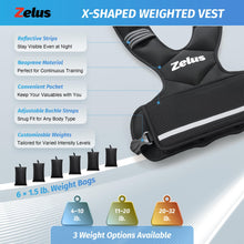 Load image into Gallery viewer, ZELUS Weighted Vest for Men and Women | 4-10lb/11-20lb/20-32lb Vest with 6 Ironsand Weights for Home Workouts | Adjustable Body Weight Vest Exercise Set for Cardio and Strength Training (11-20 lb.)
