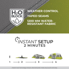 Load image into Gallery viewer, CORE 12 Person Instant Cabin Tent | Large 3 Room Family Pop Up Tent for 2 Minute Camp Setup | Included Storage Pockets for Camping Accessories
