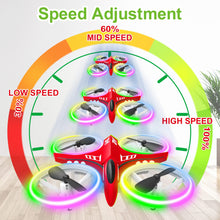 Load image into Gallery viewer, Dwi Dowellin 4.9 Inch Mini Drone for Kids Crash Proof LED Lights One Key Take Off Landing Flips RC Remote Control Small Drones Toys for Beginners Boys and Girls Adults Nano Quadcopter, Red
