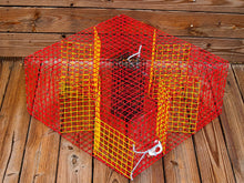 Load image into Gallery viewer, OceanBuilt 4 Throat Pinfish Trap – 24" x 24" x 11" Large Bait Fish Trap – 1" Mesh Wire Trap with Full-Length Baitwell – Heavy Duty Saltwater Live Bait Trap for Pinfish and Baitfish
