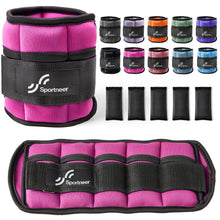 Load image into Gallery viewer, Sportneer Adjustable Ankle Weights Set - 1 Pair (2-10 lbs) Removable Sandbags -Pink
