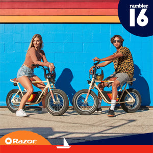 36V Electric Minibike with Retro Style, Up to 15.5 MPH, Up to 11.5 Miles Range, Wide, Rugged 16" Air-Filled Tires, Tan