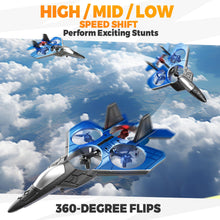 Load image into Gallery viewer, RC Fighter Airplane丨F-22 Raptor Mini Drone Remote Control Jet Plane Stunt Drone for Adults &amp; Kids Toy with Light Gift for Kids Beginner
