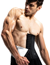 Load image into Gallery viewer, BVVU Waist Trainer for Men Waist Trimmer Tummy Control Sauna Sweat Belt Stomach Wrap Lower Belly Fat Back Support Black

